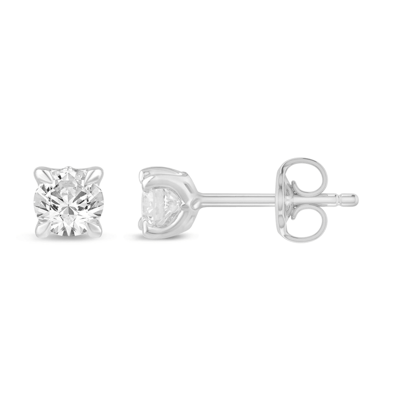 Solitaire Stud Earrings with 0.33tw of Laboratory-Grown Diamonds in 9kt White Gold Earrings Bevilles 