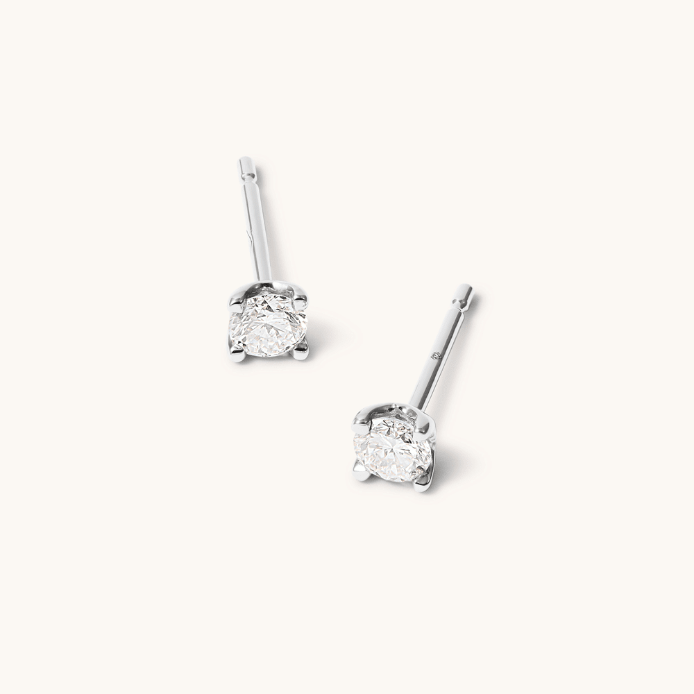 Solitaire Stud Earrings with 0.33tw of Laboratory-Grown Diamonds in 9kt White Gold Earrings Bevilles 