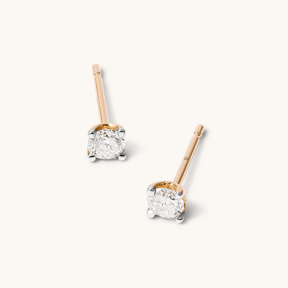Solitaire Stud Earrings with 0.33tw of Laboratory-Grown Diamonds in 9kt Yellow Gold Earrings Bevilles 