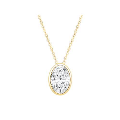 45cm Oval Cut Solitaire Necklace with 1.00ct of Laboratory-Grown Diamonds in 9kt Yellow Gold Necklaces Bevilles 