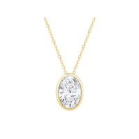 45cm Oval Cut Solitaire Necklace with 1.00ct of Laboratory-Grown Diamonds in 9kt Yellow Gold Pendants Bevilles 