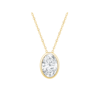Oval Cut Solitaire Necklace with 1.00ct of Laboratory Grown Diamonds in 9kt Yellow Gold Necklaces Bevilles 