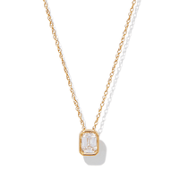 45cm Emerald Cut Solitaire Necklace with 0.50ct of Laboratory-Grown Diamonds in 9kt Yellow Gold Pendants Bevilles 