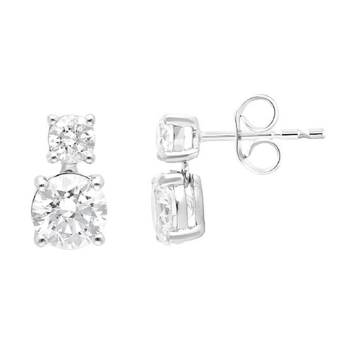 Drop Stud Earrings with 1.50ct of Laboratory Grown Diamonds in 9ct White Gold Bevilles Jewellers 