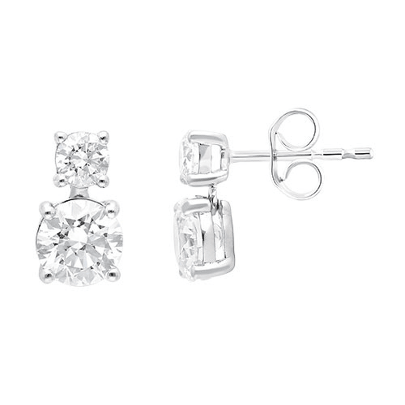 Drop Stud Earrings with 1.50ct of Laboratory Grown Diamonds in 9ct White Gold Bevilles Jewellers 