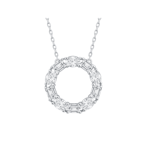 Emerald Cut Circle Necklace with 2.00ct of Laboratory Grown Diamonds in 9ct White Gold Necklaces Bevilles Jewellers 