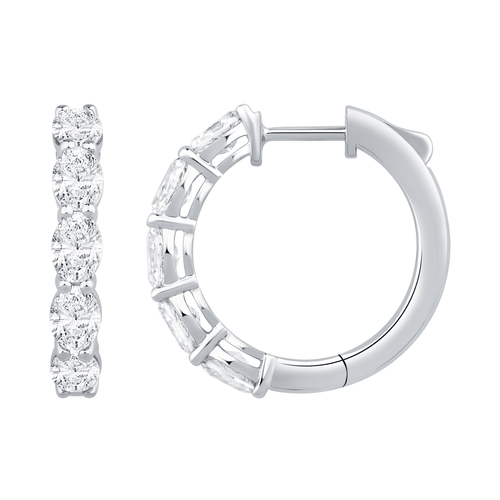 Oval Cut Hoop Earrings with 2.00ct of Laboratory Grown Diamonds in 9ct White Gold Bevilles Jewellers 