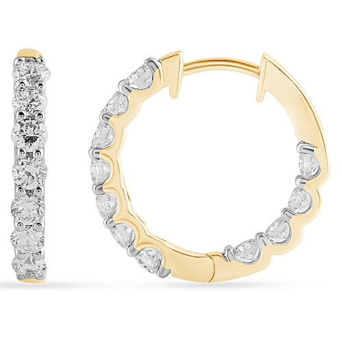 Inside Out Hoop Earrings with 1.50ct of Laboratory Grown Diamonds in 9ct Yellow Gold Bevilles Jewellers 