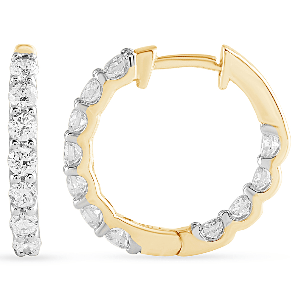Inside Out Hoop Earrings with 1.00ct of Laboratory Grown Diamonds in 9ct Yellow Gold Bevilles Jewellers 