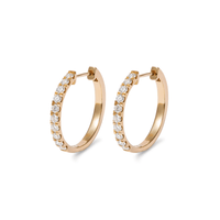 Hoop Earrings with 1.00tw of Laboratory-Grown Diamonds in 9kt Yellow Gold Earrings Bevilles 