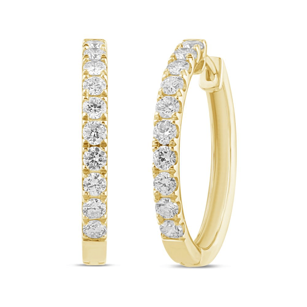 Hoop Earrings with 1.00ct of Laboratory Grown Diamonds in 9ct Yellow Gold Bevilles Jewellers 
