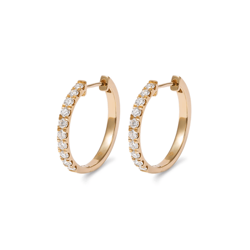 Hoop Earrings with 1.00tw of Laboratory-Grown Diamonds in 9kt Yellow Gold Earrings Bevilles 