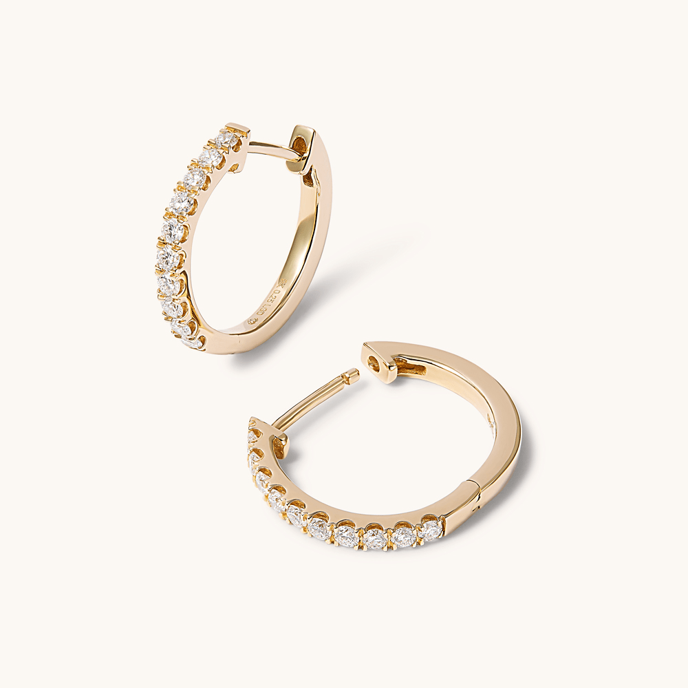 Hoop Earrings with 0.50tw of Laboratory-Grown Diamonds in 9kt Yellow Gold Earrings Bevilles 