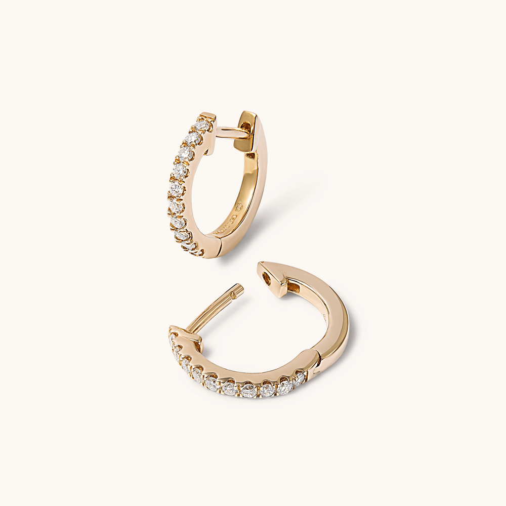 Hoop Earrings with 0.20tw of Laboratory-Grown Diamonds in 9kt Yellow Gold Earrings Bevilles 
