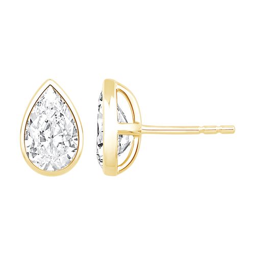 Pear Solitaire Stud Earrings with 2.00ct of Laboratory Grown Diamonds in 9kt Yellow Gold Earrings Bevilles 