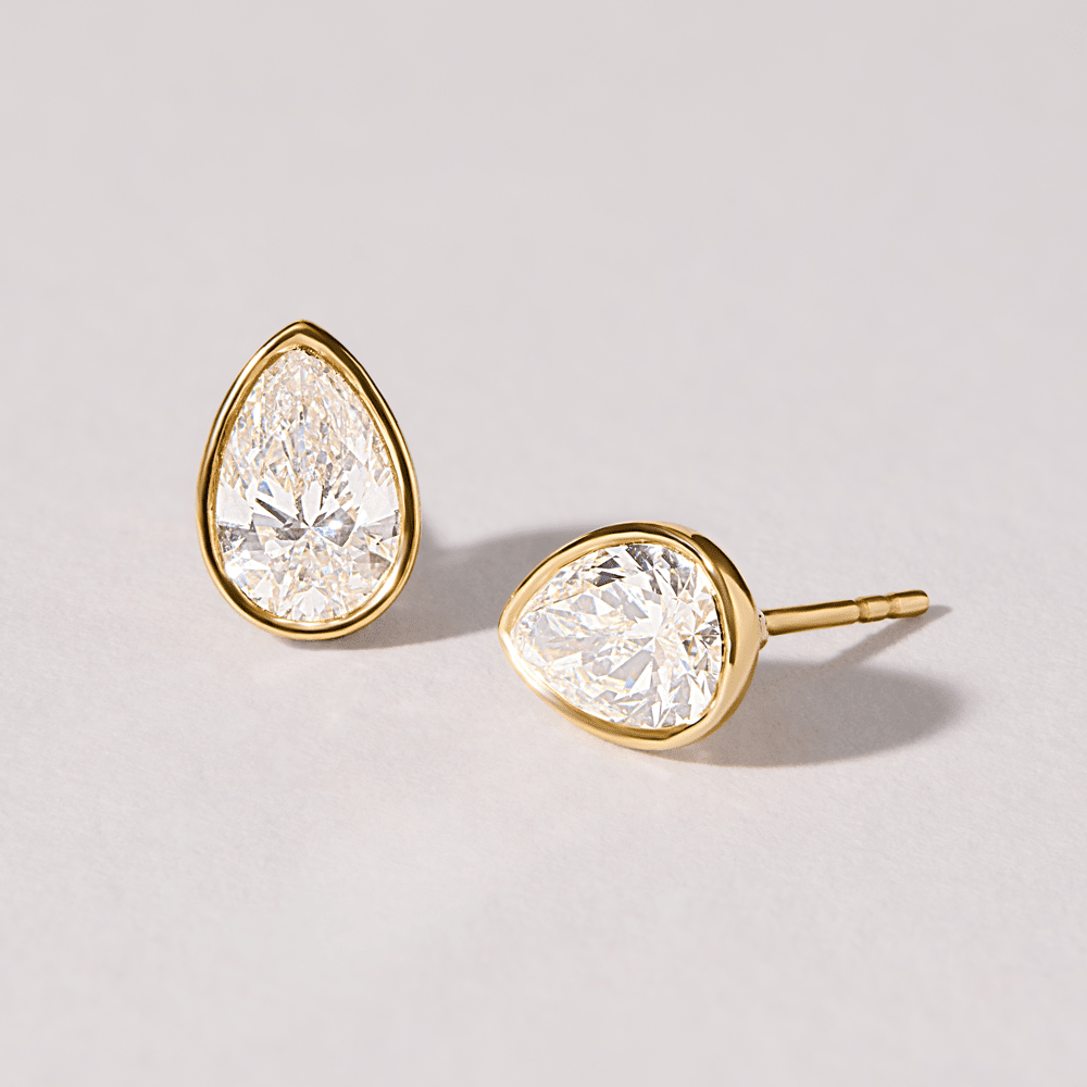 Pear Solitaire Stud Earrings with 2.00ct of Laboratory Grown Diamonds in 9kt Yellow Gold Earrings Bevilles 