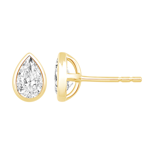 Pear Solitaire Stud Earrings with 1.00ct of Laboratory Grown Diamonds in 9kt Yellow Gold Earrings Bevilles 