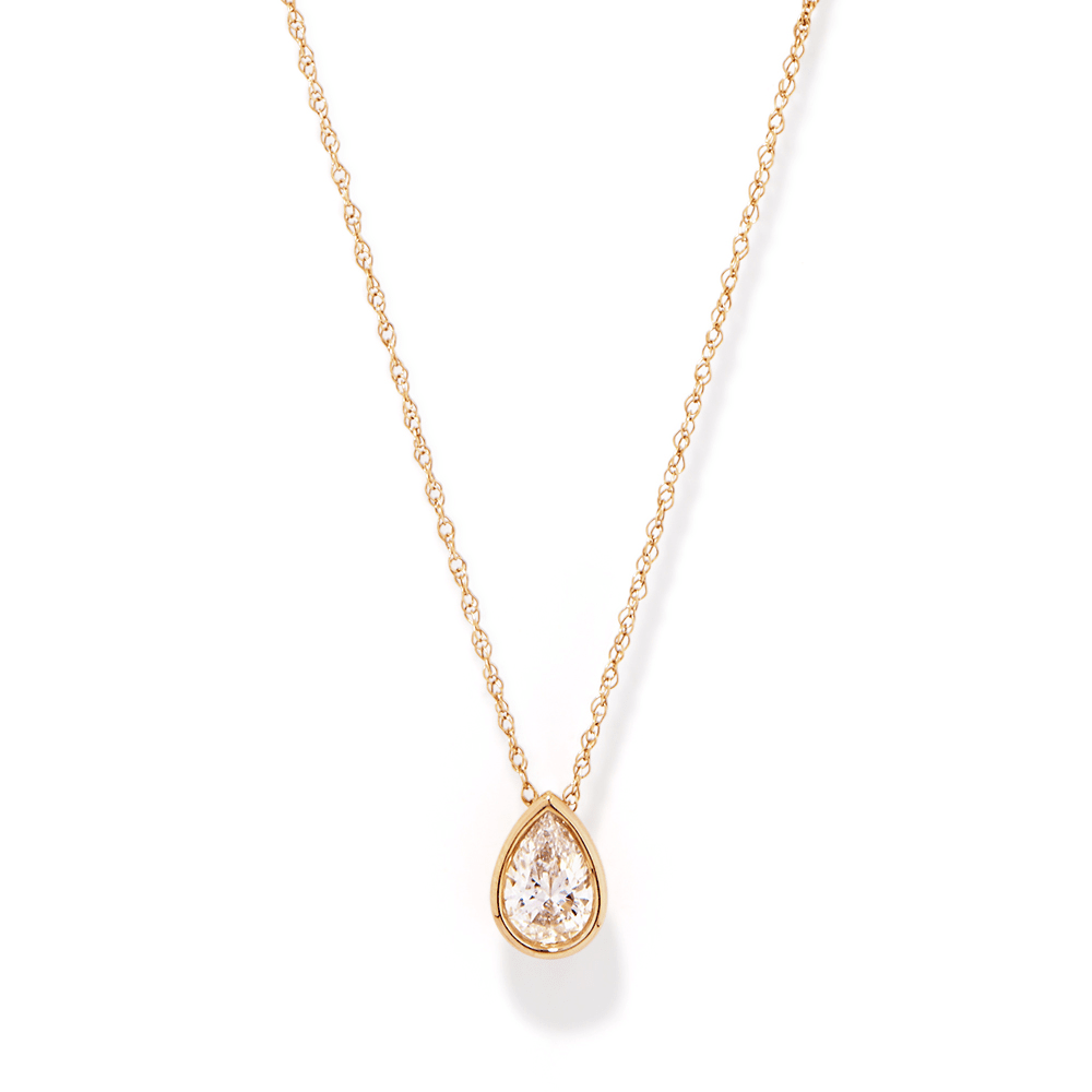 45cm Pear Cut 0.50ct Laboratory-Grown Diamond Solitaire Necklace in 9kt Yellow Gold Pendants Bevilles 