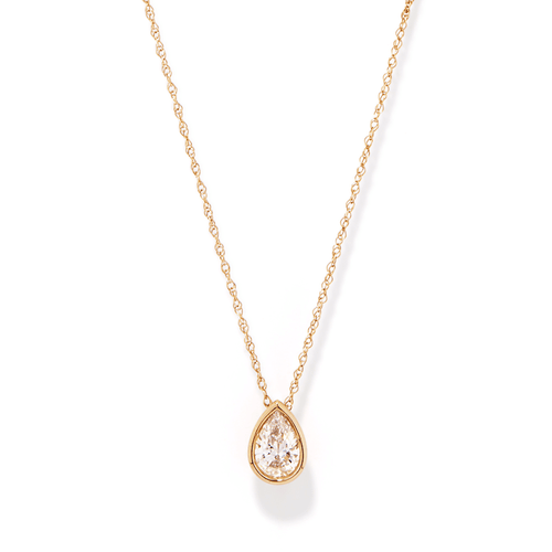 45cm Pear Cut 0.50ct Laboratory-Grown Diamond Solitaire Necklace in 9kt Yellow Gold Pendants Bevilles 