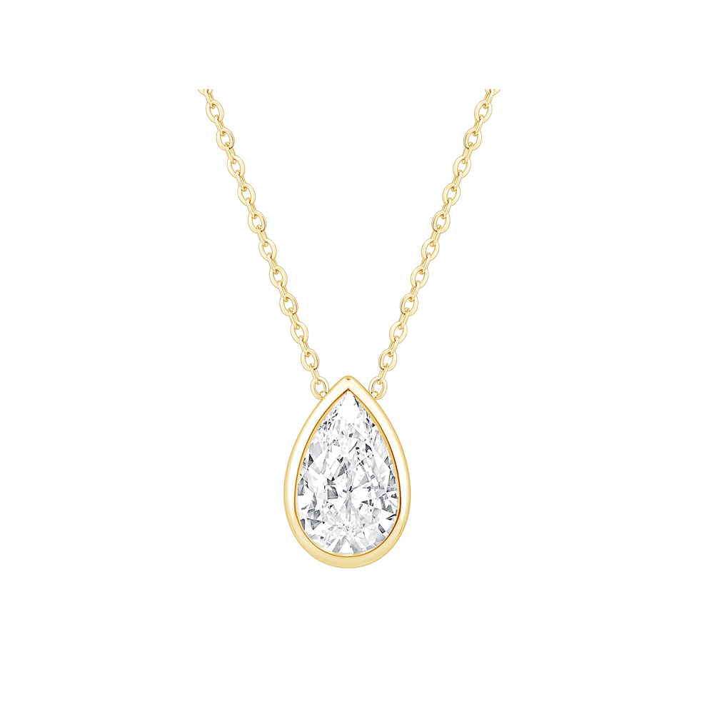 Pear Cut Solitaire Necklace with 1/2ct of Laboratory Grown Diamonds in 9kt Yellow Gold Necklaces Bevilles 