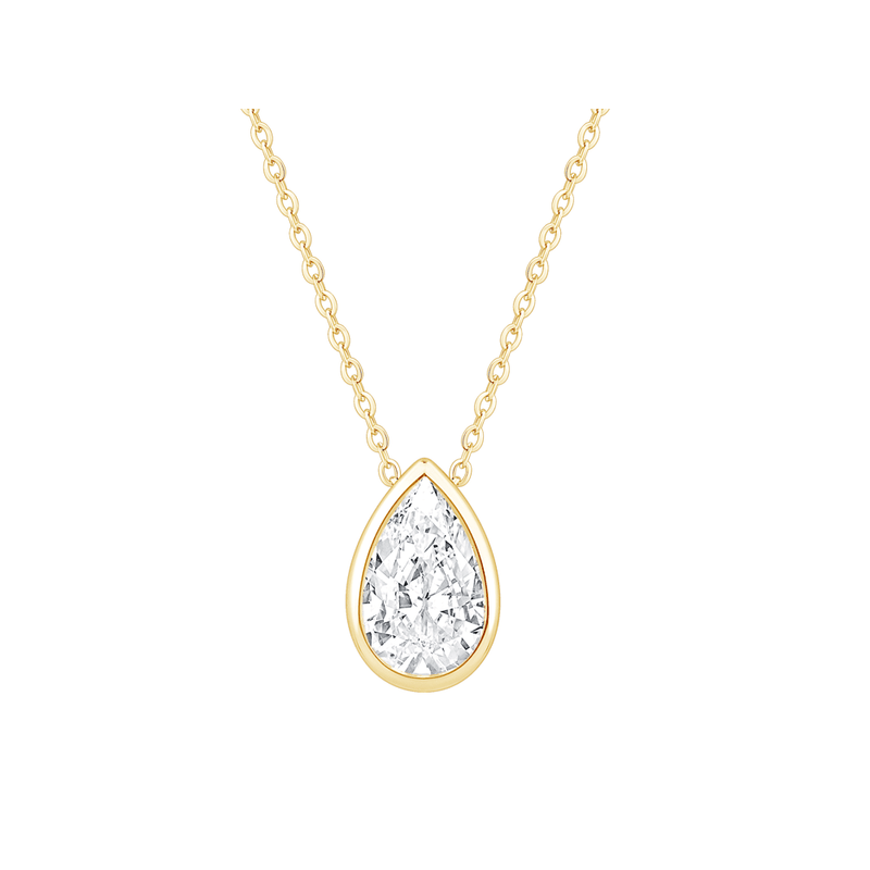 Pear Cut Solitaire Necklace with 1/2ct of Laboratory Grown Diamonds in 9kt Yellow Gold Necklaces Bevilles 