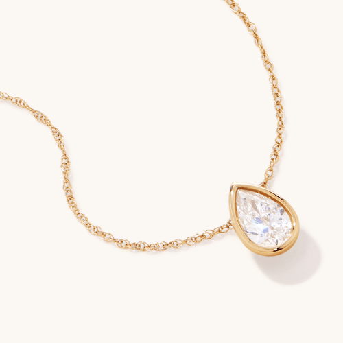 45cm Pear Cut 0.50ct Laboratory-Grown Diamond Solitaire Necklace in 9kt Yellow Gold Pendants Bevilles 