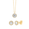 Halo Stud Earring and Necklace Set with 3/4ct of Laboratory Grown Diamonds in 9ct Yellow Gold Bevilles Jewellers 