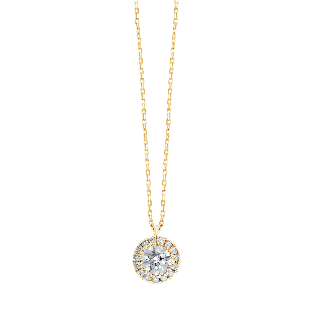 Halo Stud Earring and Necklace Set with 3/4ct of Laboratory Grown Diamonds in 9ct Yellow Gold Bevilles Jewellers 