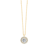 Halo Stud Earring and Necklace Set with 3/4ct of Laboratory Grown Diamonds in 9ct Yellow Gold Bevilles Jewellers 