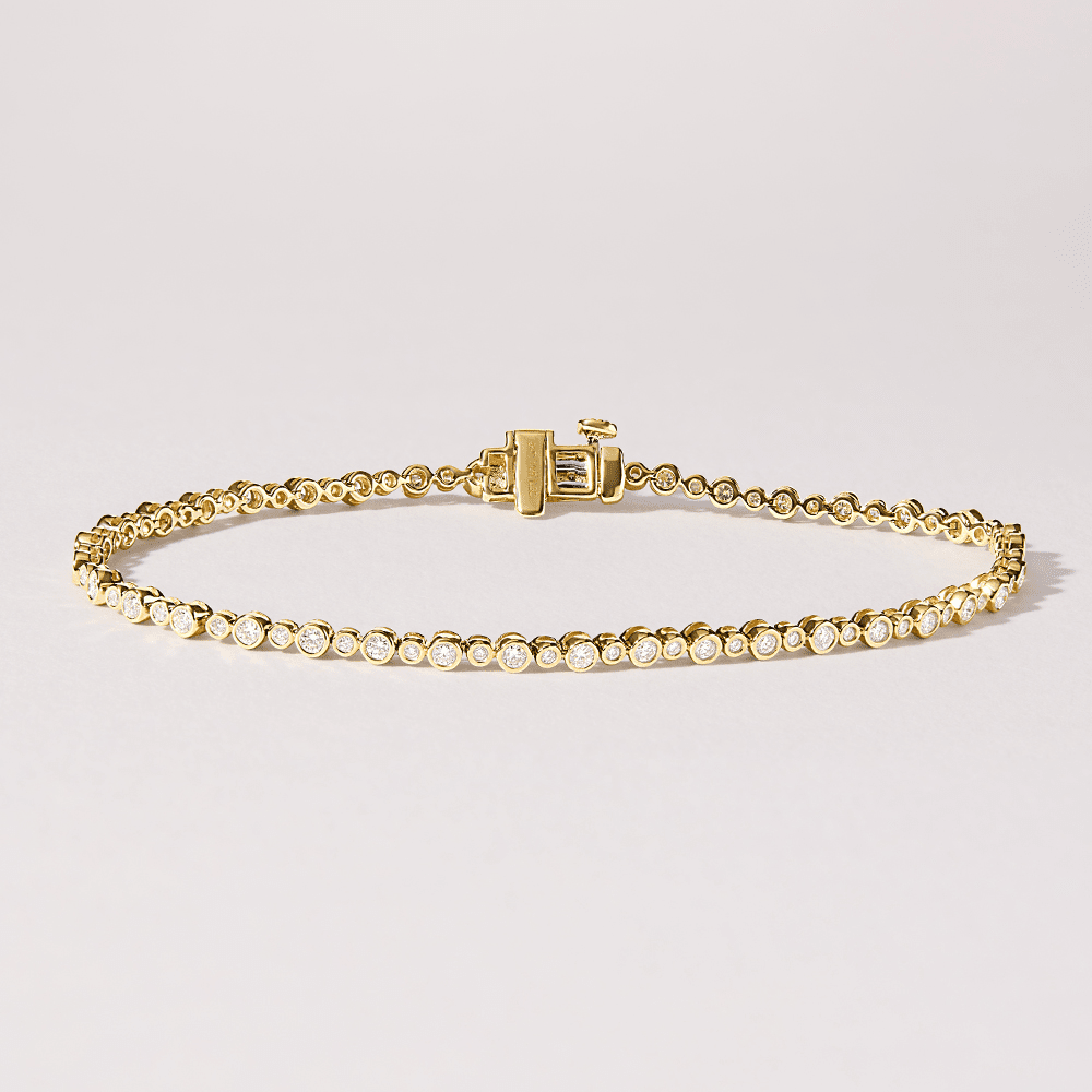 18cm Alternating Bezel Tennis Bracelet with 1.00tw of Laboratory-Grown Diamonds in 9kt Yellow Gold Bracelets Bevilles 