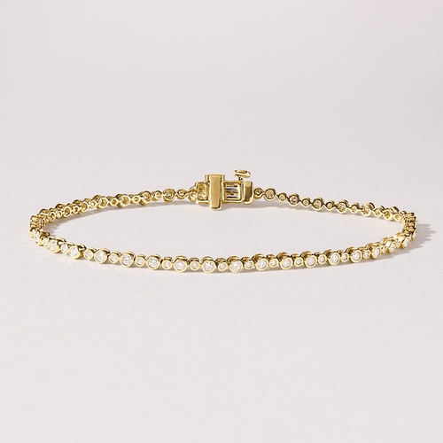 18cm Alternating Bezel Tennis Bracelet with 1.00tw of Laboratory-Grown Diamonds in 9kt Yellow Gold Bracelets Bevilles 