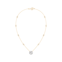 Halo Station Necklace with 1.00ct of Laboratory Grown Diamonds in 9ct Yellow Gold Bevilles Jewellers 