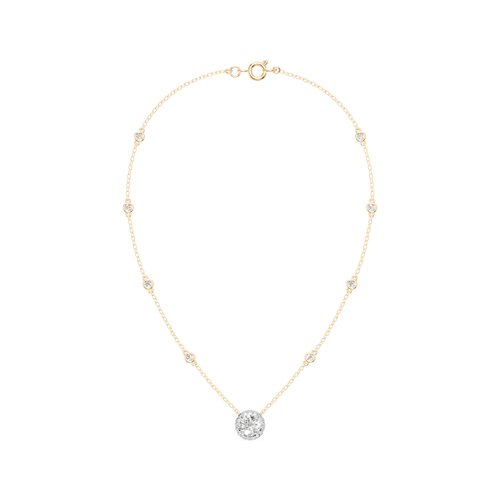 Halo Station Necklace with 1.00ct of Laboratory Grown Diamonds in 9ct Yellow Gold Bevilles Jewellers 