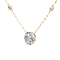 45cm Halo Station Necklace with 1.00tw of Laboratory-Grown Diamonds in 9kt Yellow Gold Pendants Bevilles 