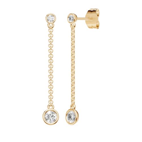 Drop Bezel Stud Earrings with 1/2ct of Laboratory Grown Diamonds in 9ct Yellow Gold Bevilles Jewellers 
