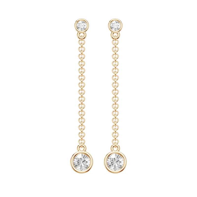 Drop Bezel Stud Earrings with 1/2ct of Laboratory Grown Diamonds in 9ct Yellow Gold Bevilles Jewellers 