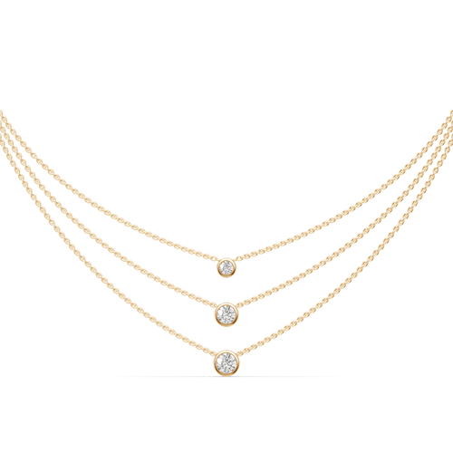 3 Layer Bezel Necklace with 1.00ct of Laboratory Grown Diamonds in 9ct Yellow Gold Bevilles Jewellers 