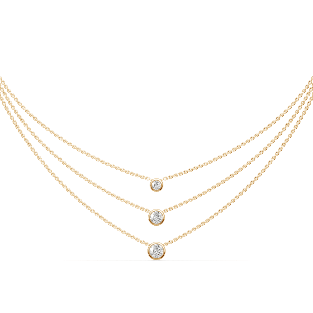 45cm 3 Layer Bezel Necklace with 1.00tw of Laboratory-Grown Diamonds in 9kt Yellow Gold Pendants Bevilles 