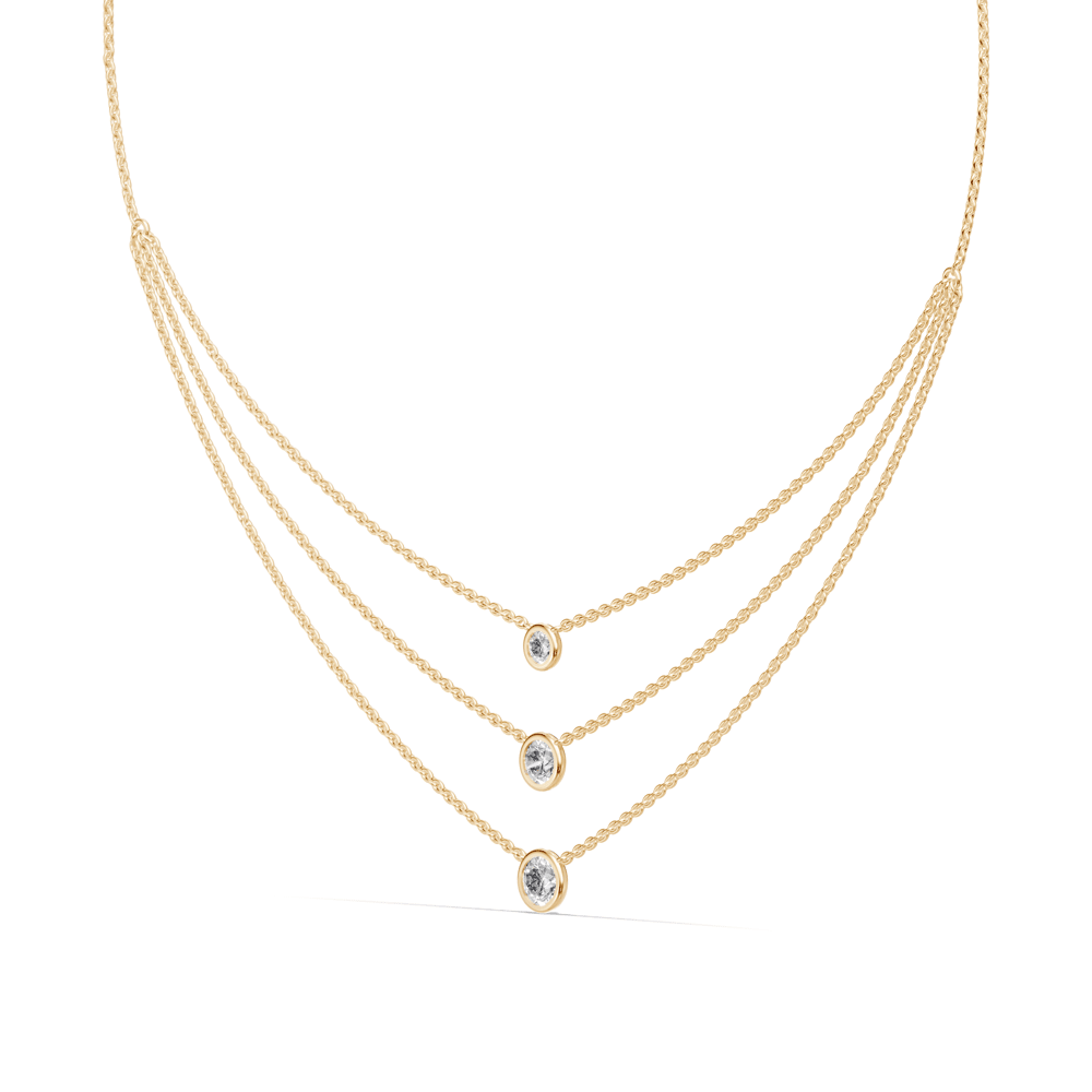 3 Layer Bezel Necklace with 1.00ct of Laboratory Grown Diamonds in 9ct Yellow Gold Bevilles Jewellers 