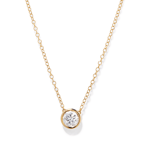 45cm 0.80ct Laboratory-Grown Diamond Bezel Solitaire Necklace in 9kt Yellow Gold Pendants Bevilles 