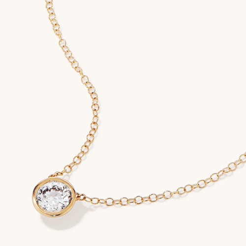 45cm 0.80ct Laboratory-Grown Diamond Bezel Solitaire Necklace in 9kt Yellow Gold Pendants Bevilles 