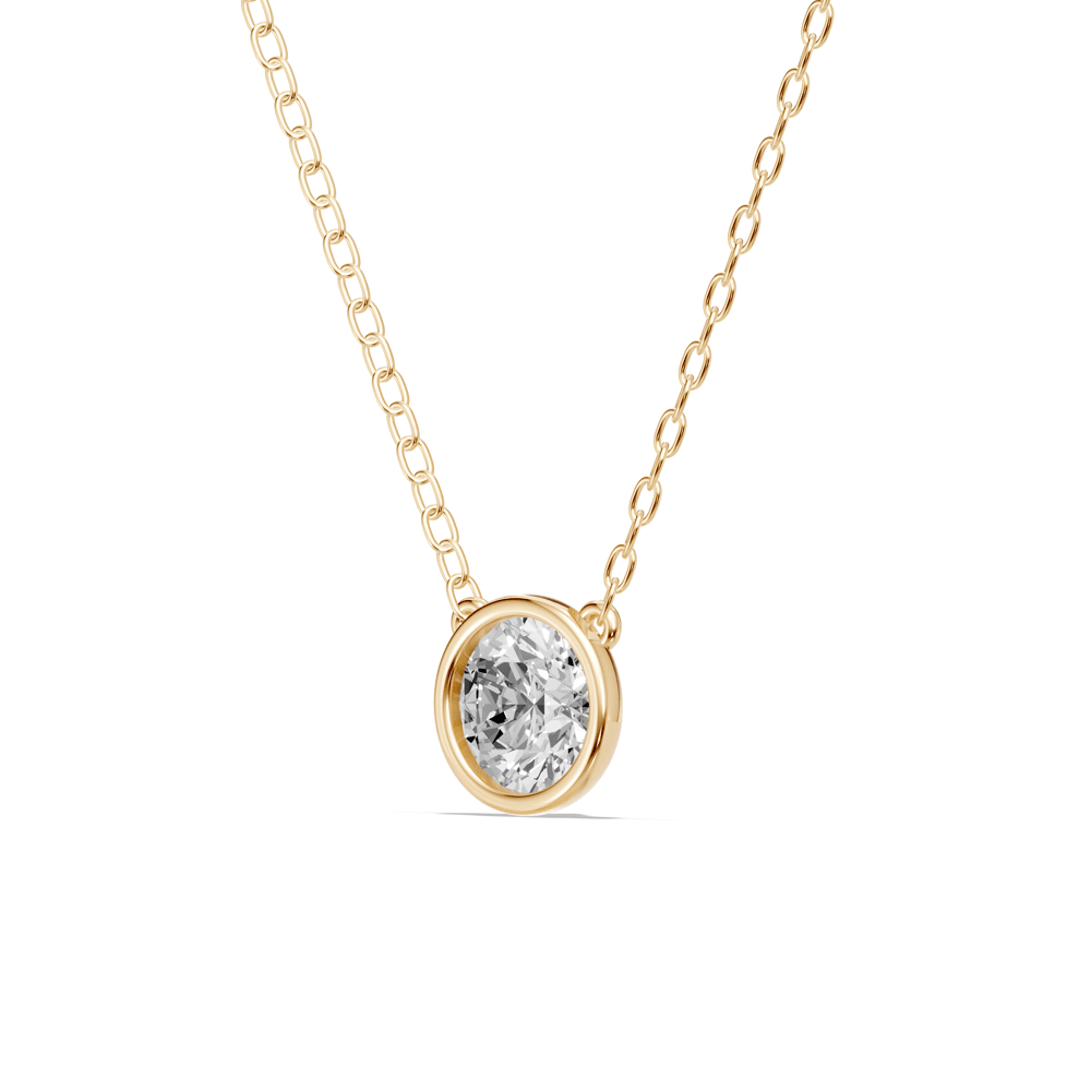 Bezel Necklace with 0.80ct of Laboratory Grown Diamonds in 9ct Yellow Gold Bevilles Jewellers 