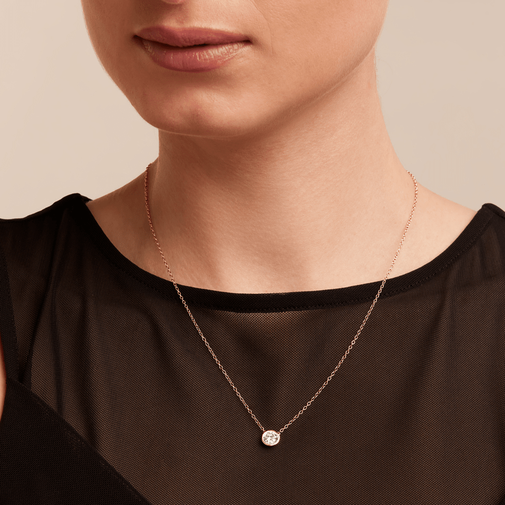 45cm 0.80ct Laboratory-Grown Diamond Bezel Solitaire Necklace in 9kt Yellow Gold Pendants Bevilles 