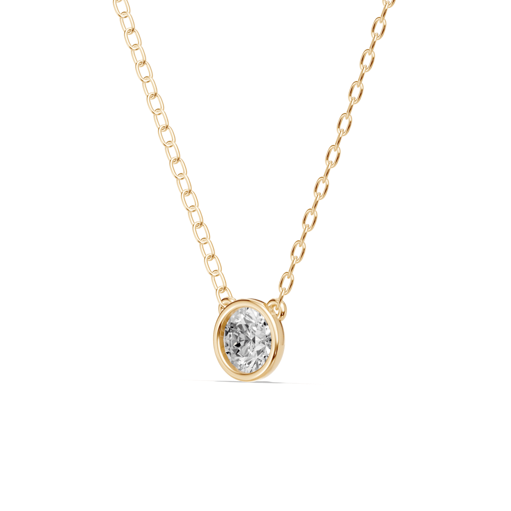 Bezel Necklace with 1/5ct of Laboratory Grown Diamonds in 9ct Yellow Gold Bevilles Jewellers 