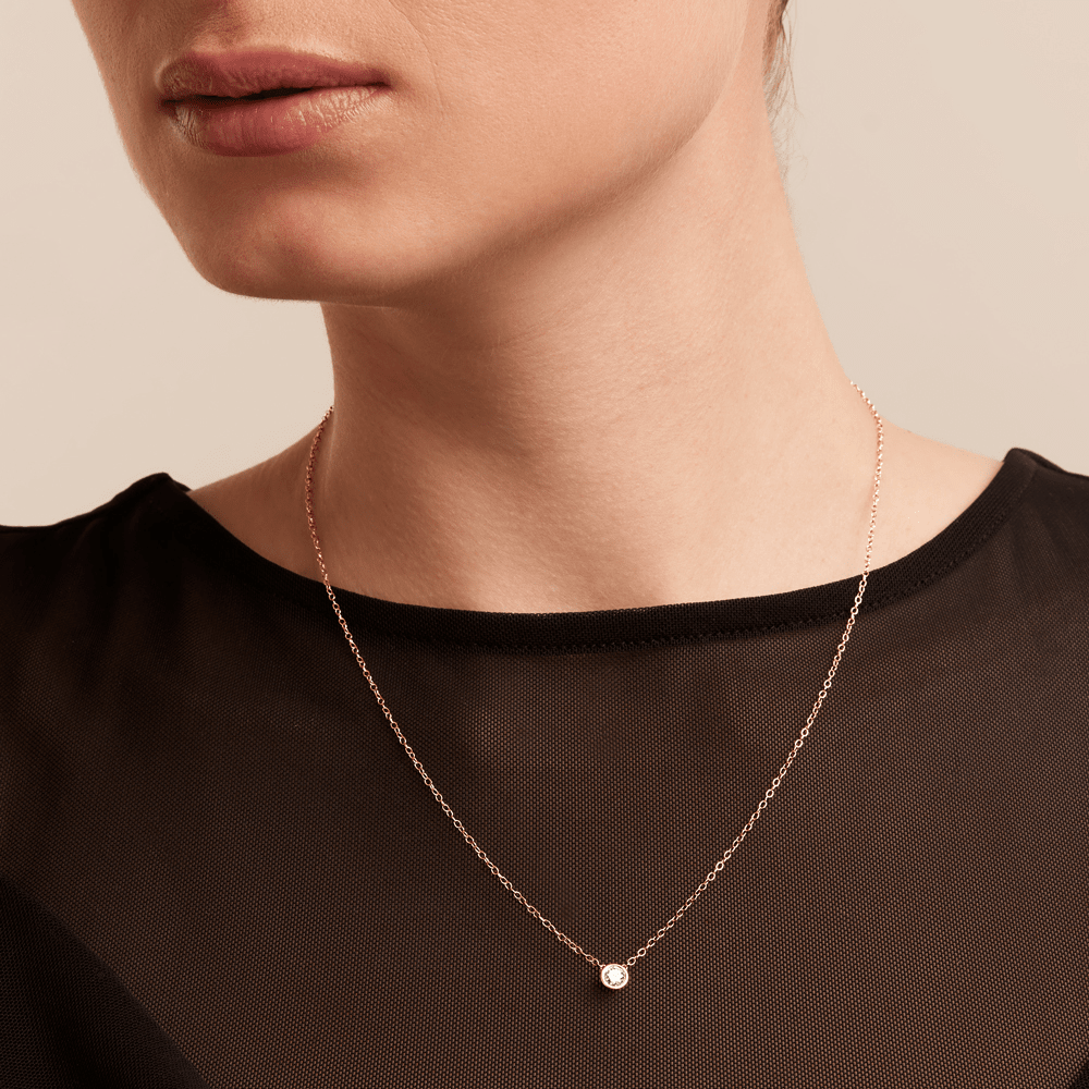 45cm 0.20ct Laboratory-Grown Diamond Bezel Solitaire Necklace in 9kt Yellow Gold Pendants Bevilles 