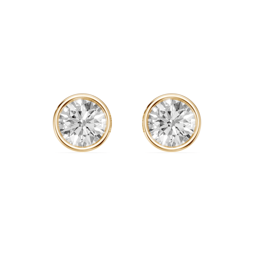 Drop Bezel Stud Earrings with 0.80ct of Laboratory Grown Diamonds in 9ct Yellow Gold Bevilles Jewellers 