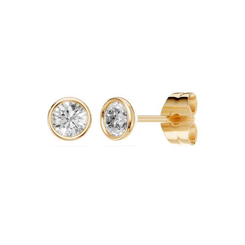 Drop Bezel Stud Earrings with 0.60ct of Laboratory Grown Diamonds in 9ct Yellow Gold Bevilles Jewellers 