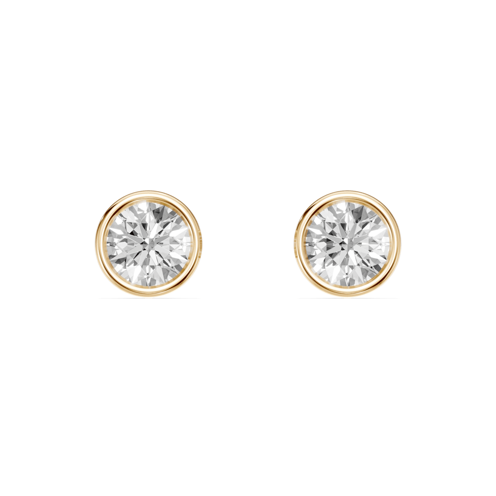 Drop Bezel Stud Earrings with 0.60ct of Laboratory Grown Diamonds in 9ct Yellow Gold Bevilles Jewellers 