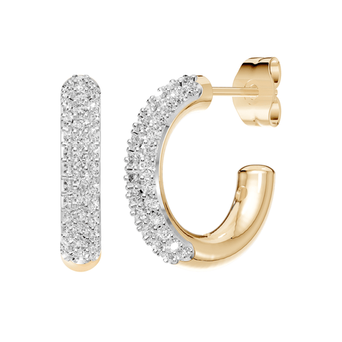 J Hoop Earrings with 1.00ct of Laboratory Grown Diamonds in 9ct Yellow Gold Bevilles Jewellers 