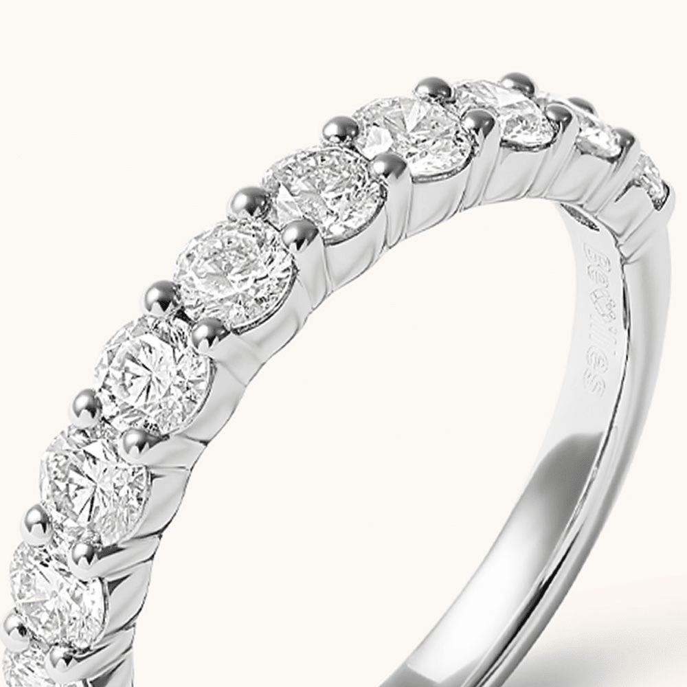 Single Row Dress Ring with 1.00ct of Laboratory Grown Diamonds in Sterling Silver and Platinum Rings Bevilles 
